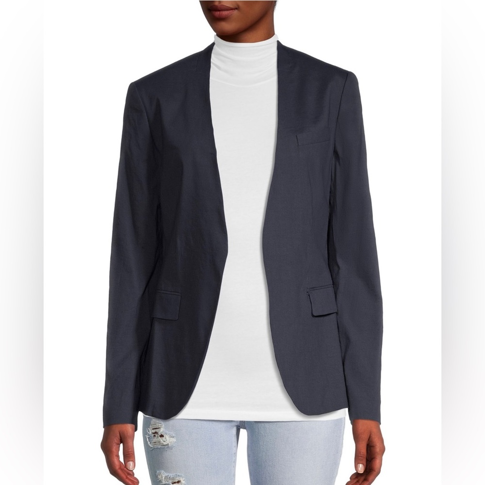 Theory Collarless Staple Jacket in Linen